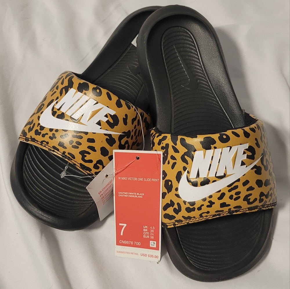 Nike Leopard Print Slide Sandals